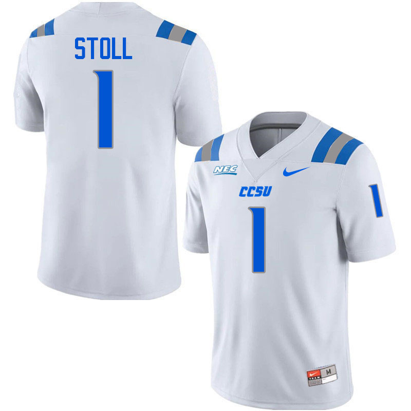 Central Connecticut Blue Devils #1 Jack Stoll College Football Jerseys,Uniforms-White